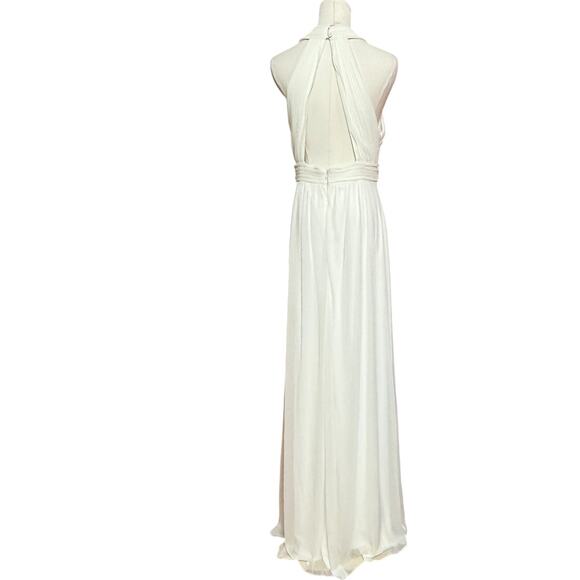 CACHE Maxi Greek Goddess Gown Beaded Belt Size 12 Open Back Zipper Closure - Picture 7 of 11